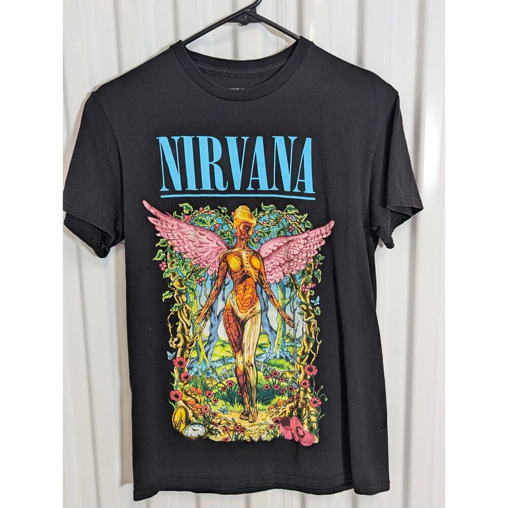 Nirvana Vintage Tshirt, Full Graphic Nirvana T-Shirt Size Small